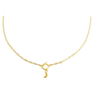 Gold Solid Moon Toggle Necklace - Adina Eden's Jewels