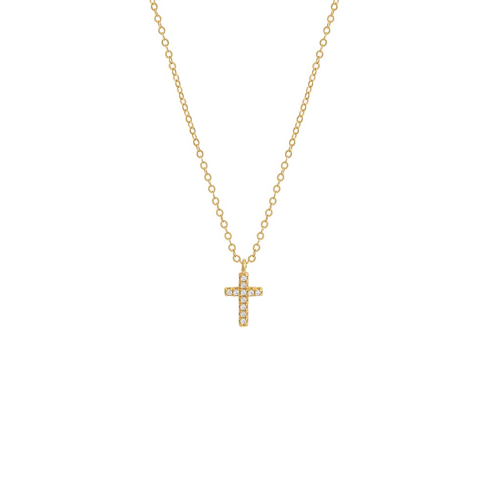 Gold Pave Cross Pendant Necklace - Adina Eden's Jewels