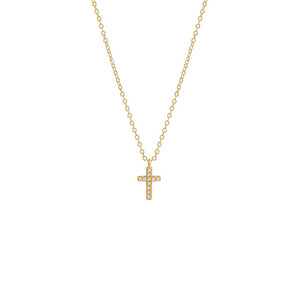 Gold Pave Cross Pendant Necklace - Adina Eden's Jewels
