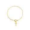 Gold Solid Cross Toggle Bracelet - Adina Eden's Jewels