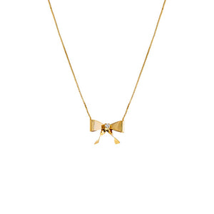 Gold CZ Bow Tie Pendant Necklace - Adina Eden's Jewels