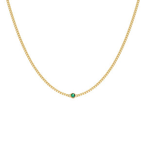 Emerald Green Colored Single Bezel Cuban Necklace - Adina Eden's Jewels