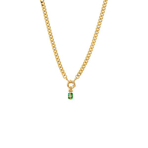 Emerald Green Starburst Emerald Toggle Cuban Chain Link Necklace - Adina Eden's Jewels