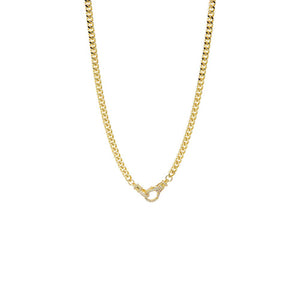 Gold Pave Lobster Clasp Gold Cuban Link Chain Necklace - Adina Eden's Jewels
