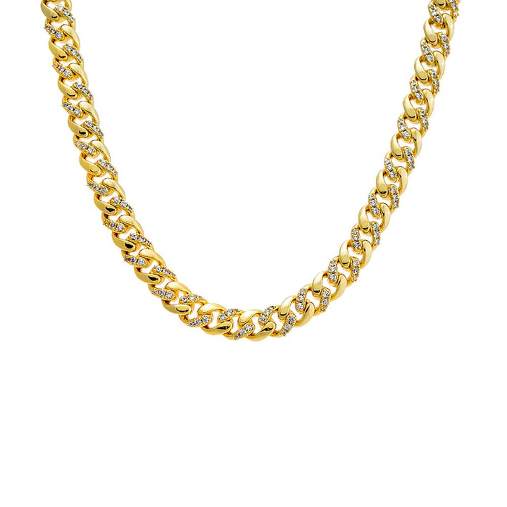 Gold Pave Cuban Toggle Chain Necklace - Adina Eden's Jewels