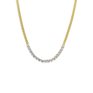 Gold Multi CZ Solitaires Cuban Link Choker Necklace - Adina Eden's Jewels