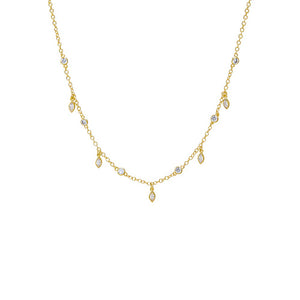 Gold CZ Marquise X Diamond By The Yard Necklace - Adina Eden's Jewels