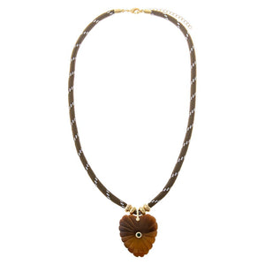 Dark Brown / Tiger Eye Tiger Eye Heart Natural Stone Dark Brown Rope Necklace - Adina Eden's Jewels