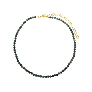 Dark Green / 4MM Moos Agate Natural Stone Beaded Chain Choker - Adina Eden's Jewels