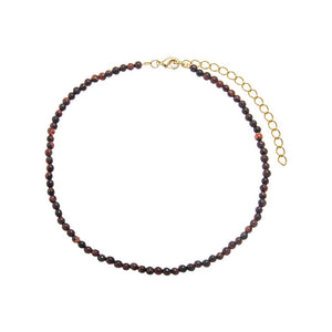 Tortoise / 4MM Red Tigher Eye Natural Stone Beaded Chain Choker - Adina Eden's Jewels