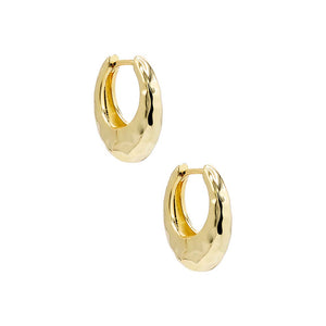 Gold Solid Indented Graduated Hoop Earring - Adina Eden's Jewels