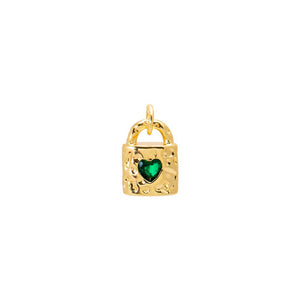 Emerald Green Emerald Green Heart Lock Charm - Adina Eden's Jewels