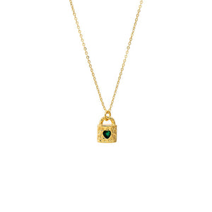 Emerald Green Emerald Green Heart Lock Necklace - Adina Eden's Jewels