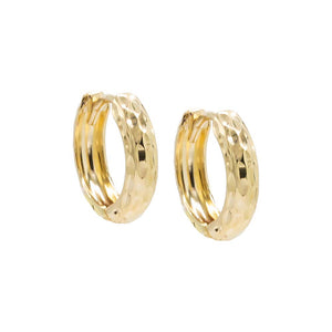 14K Gold / Pair / 12MM Diamond Cut Huggie Earring 14K - Adina Eden's Jewels