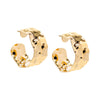 Gold / 35MM Wide Vintage Dented Flat Open Hoop Earring - Adina Eden's Jewels