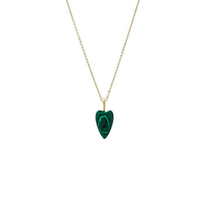 Malachite Natural Stone Elongated Heart Pendant Necklace - Adina Eden's Jewels