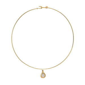 Gold Pear CZ Bezel Thin Wire Choker Necklace - Adina Eden's Jewels