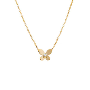 14K Gold Diamond Solitaire Butterfly Necklace 14K - Adina Eden's Jewels