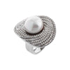 Silver / 7 Fancy Pave Curved Pearl Ring - Adina Eden's Jewels
