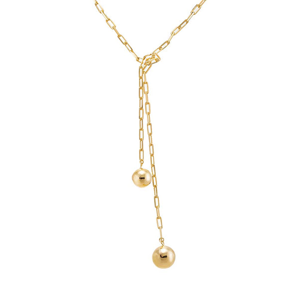 Double Ball Link Drop Lariat Necklace – Adina Eden