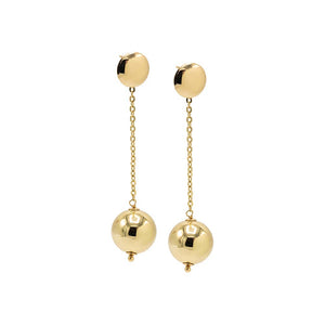 Gold Solid Ball Chain Drop Stud Earring - Adina Eden's Jewels