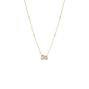 Gold Duo Stone CZ Pendant Necklace - Adina Eden's Jewels