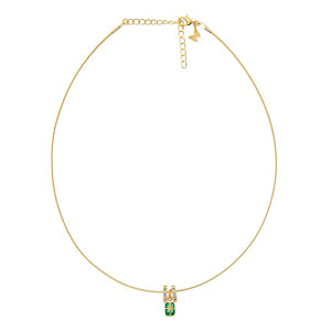 Emerald Green Green Motif Rondelle Charm Omega Chain Necklace - Adina Eden's Jewels