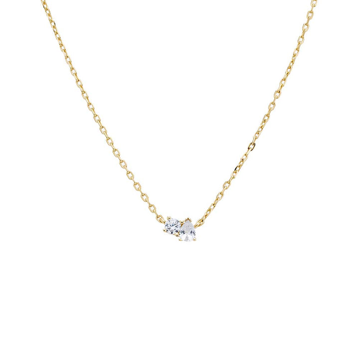Gold Solitaire X Pear CZ Necklace - Adina Eden's Jewels
