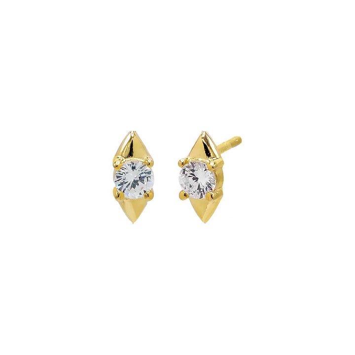 Gold / Pair CZ/Solid Stud Earring - Adina Eden's Jewels