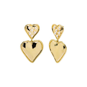 Gold Pearl Scattered Heart Drop Earring - Adina Eden's Jewels