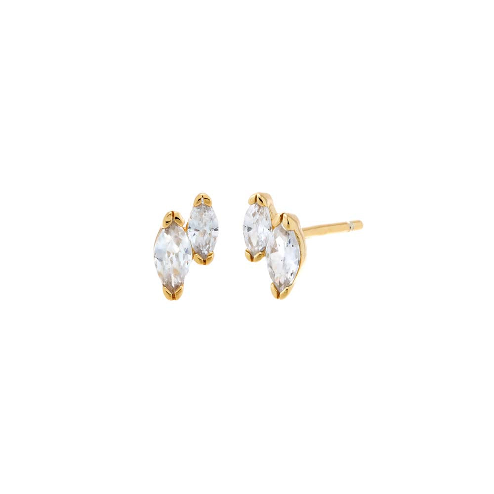  Tiny CZ Double Marquise Stud Earring - Adina Eden's Jewels