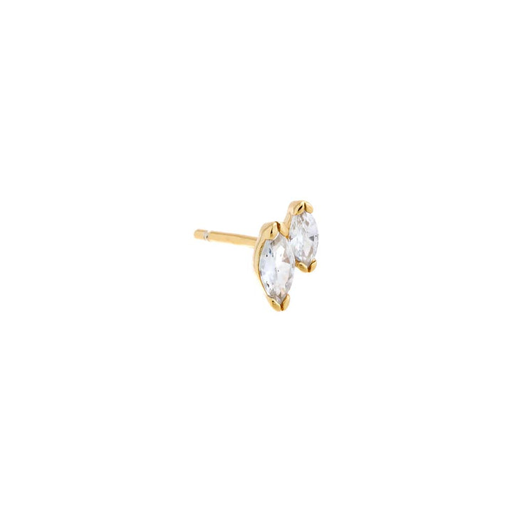 Gold / Single Tiny CZ Double Marquise Stud Earring - Adina Eden's Jewels