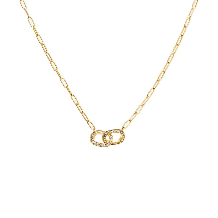 Gold Pavé Double Chain Link Necklace - Adina Eden's Jewels