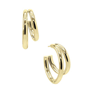 Gold Double Hollow Hoop Earring - Adina Eden's Jewels
