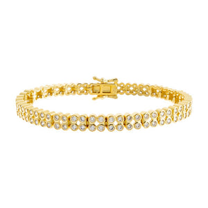 Gold Double Row CZ Bezel Tennis Bracelet - Adina Eden's Jewels