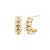 Gold Pearl X CZ Double Row Open Hoop Earring - Adina Eden's Jewels