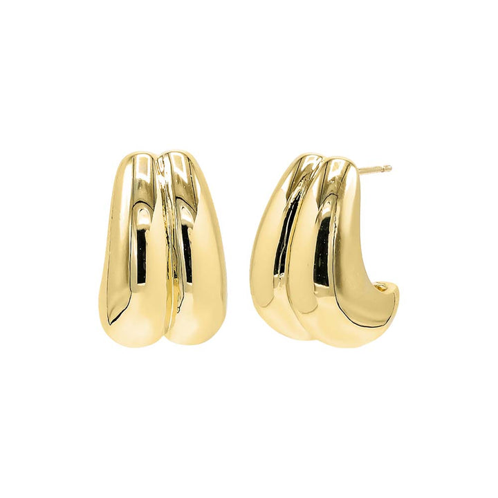 Gold Double Graduated Chunky Stud Earring - Adina Eden's Jewels