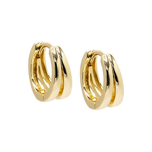 Gold Double Graduated Huggie Earring - Adina Eden's Jewels