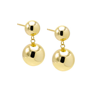 Gold Double Graduated Ball Drop Stud Earring - Adina Eden's Jewels