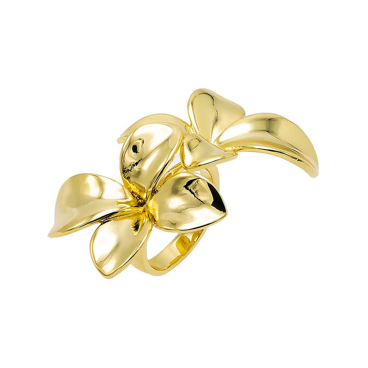 Gold / 7 Solid Double Flower Claw Ring - Adina Eden's Jewels