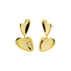 Gold Double Heart Drop Stud Earring - Adina Eden's Jewels