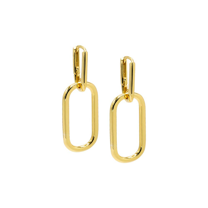 Gold Solid Graduated Drop Link Huggie Earring - Adina Eden's Jewels