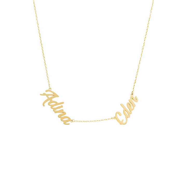 Adina Eden Solid Script Double Nameplate Necklace