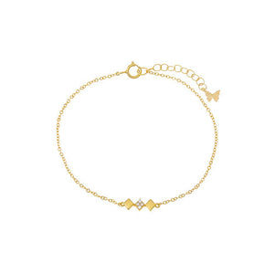 Gold Solid/Pave Triple Diamond Shape Bar Bracelet - Adina Eden's Jewels