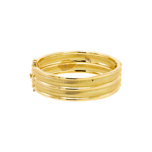 Gold Solid Double Row Indented Bangle Bracelet - Adina Eden's Jewels