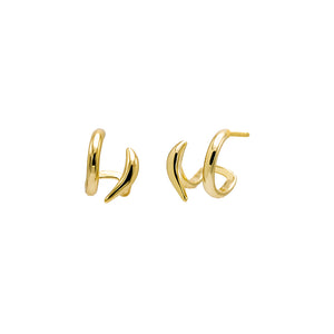Gold Solid Double Strand Open Hoop Earring - Adina Eden's Jewels