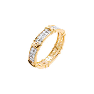 Gold / 6 CZ Pricess Cut Cross X Eternity Band - Adina Eden's Jewels