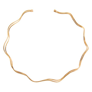 Gold Double Solid Squiggly Collar Choker Necklace - Adina Eden's Jewels