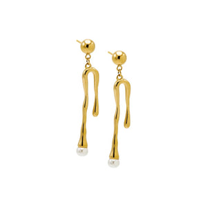 Gold Dripping Pearl Drop Stud Earring - Adina Eden's Jewels