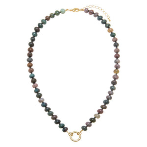 Multi-Color / 16IN Indian Agate Natural Stone Clicker Necklace - Adina Eden's Jewels